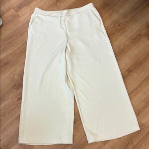 A‎ New Day Cream Elastic Waist Drawstring Wide leg flowy Pants